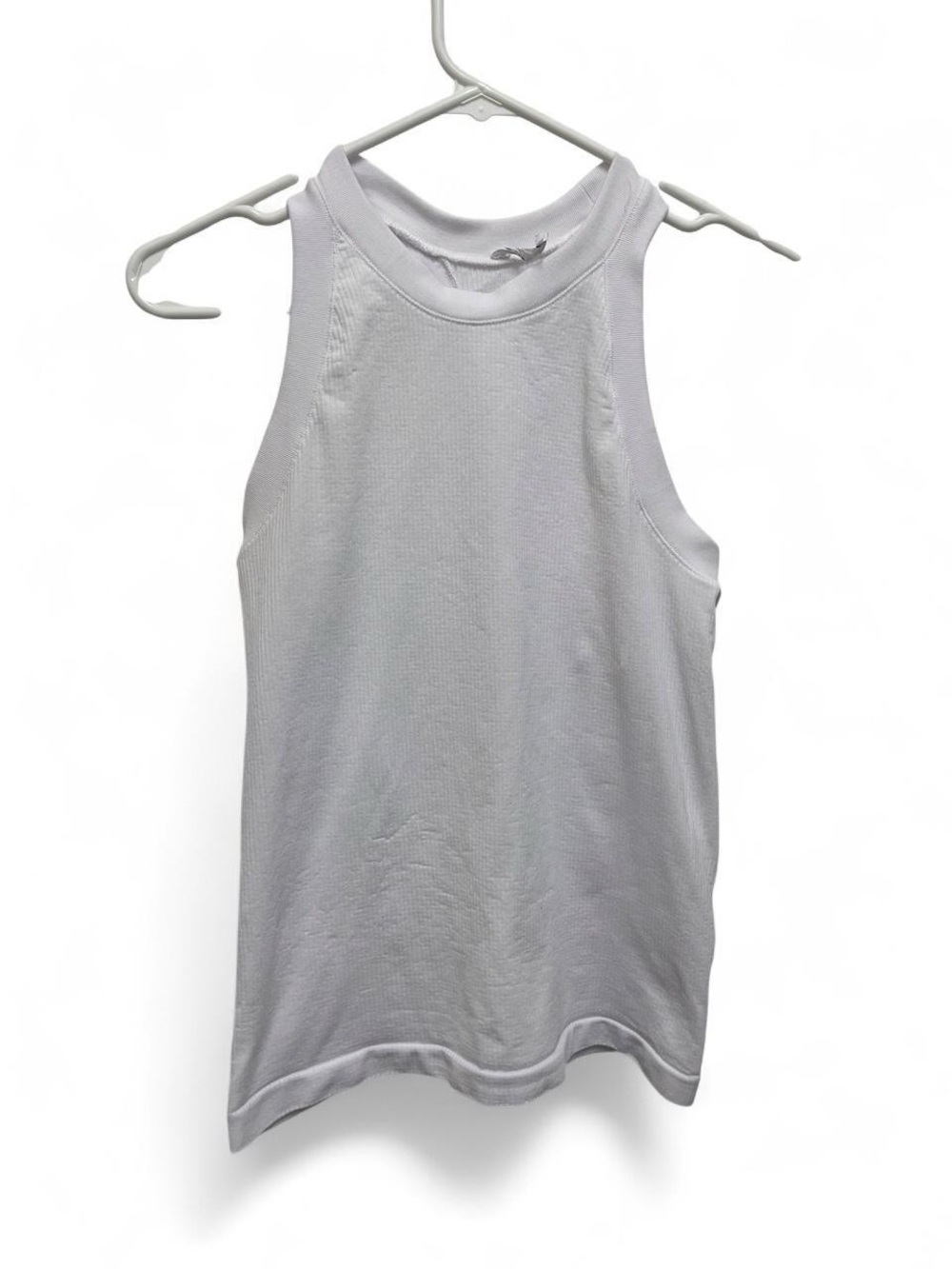 Athleta White Ribbed High-Neck Tank Medium